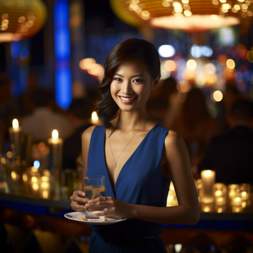 topless waitress and server